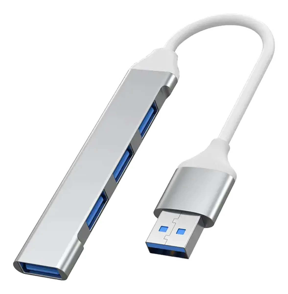 Hub Usb 3 En 1 Multicontacto Usb Hub Aluminio Con 3 Puertos Color Gris